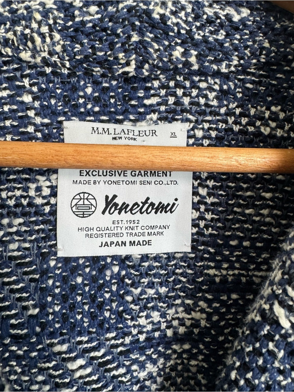 MM Lafleur The Porter Jacket Interweave Tweed Blazer Coat Japan Navy Cream XL - Picture 4 of 7